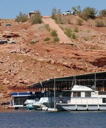 A ramp ends well above the water at Halls Crossing at Lake Powell. (Ravell Call, Deseret Morning News)
